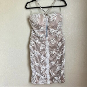 Renato Nucci Lace weeding dress  size 42 cream short‎ weeding dress